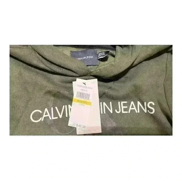 Calvin Klein Big Boys Old School Logo Pullover Hoodie Sequoia M(10/12) - Picture 8 of 9